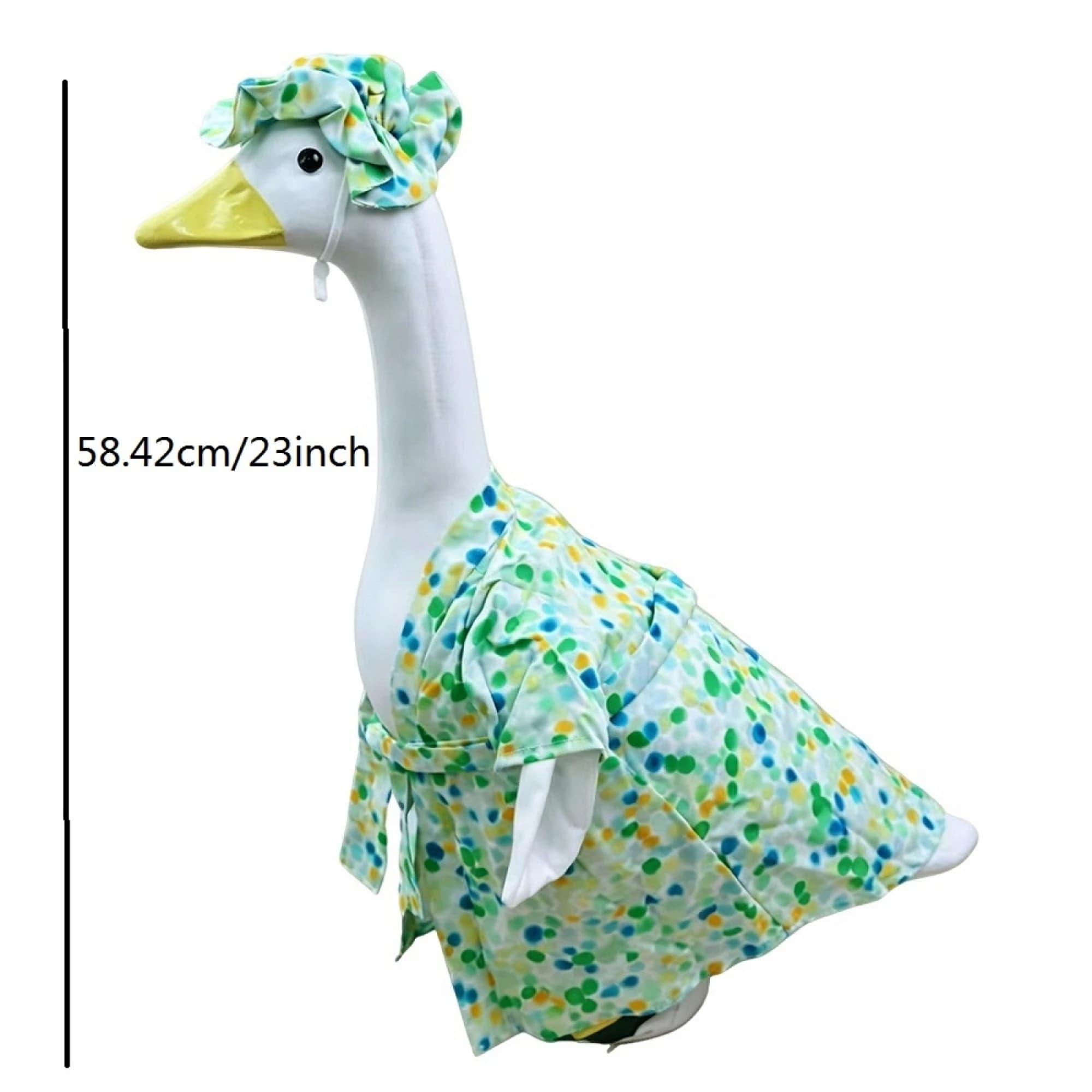 Abito da portico con stampa a pois e cappello, vestiti per statua di oca, decorazione da giardino