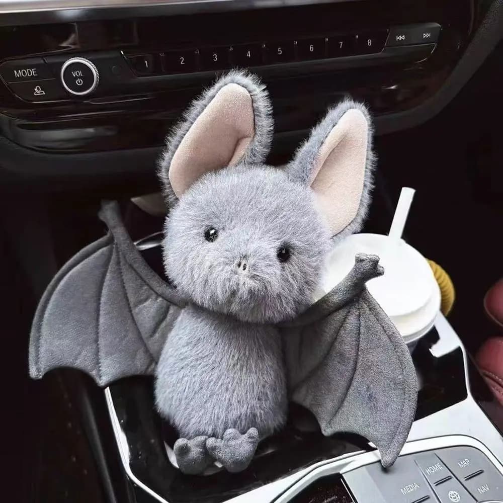 Peluche Pipistrello Cartoon 22cm, Giocattolo Morbido Imbottito, Design Divertente Grigio, Bambola Pipistrello-Cerbiatto, Decorazione per Halloween