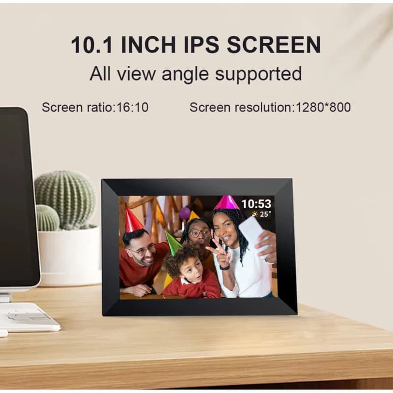 Album fotografico con cornici digitali wireless da 10,1 pollici Display IPS 1280x800 Ruota automatica Memoria espandibile da 32 GB