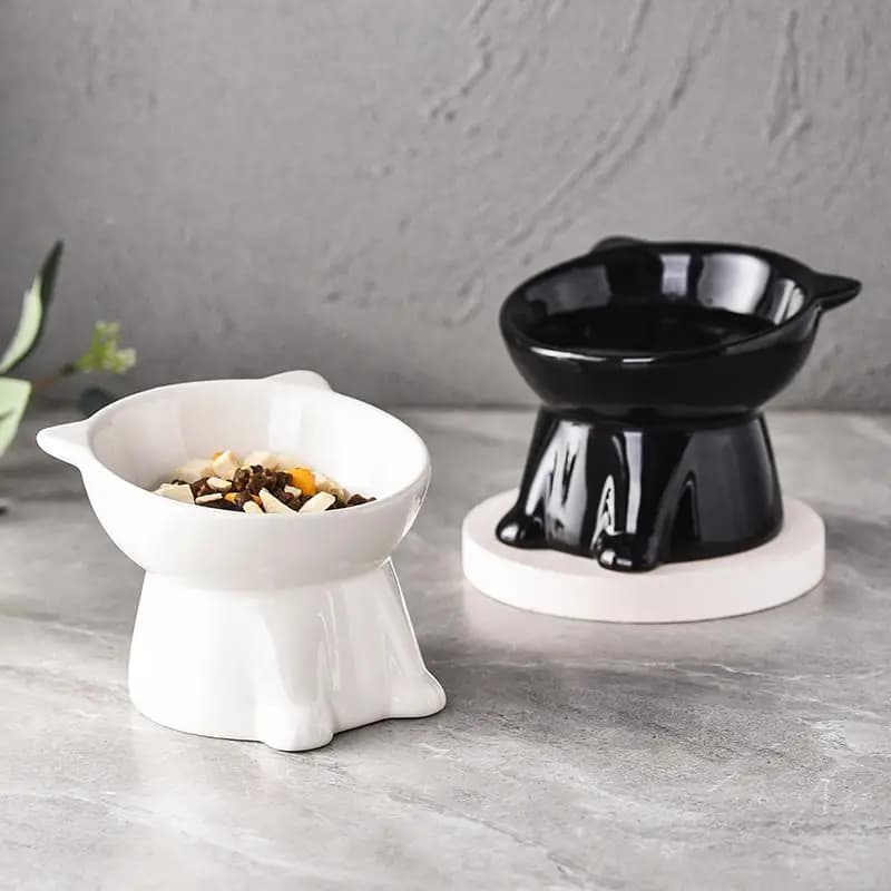 Elevated Slanted Anti Tip Cat Bowl Neck Protection Dual Purpose Pet Food Water Feeder Large Capacity Pet Supplies