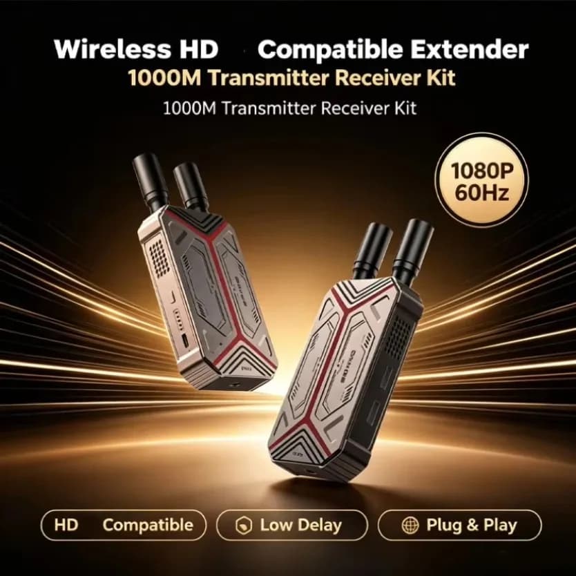 1KM Wireless Transmission Video Transmitter&Receiver HDMI-Compatible Extender Display Adapter Cable Screen Mirror for Camera