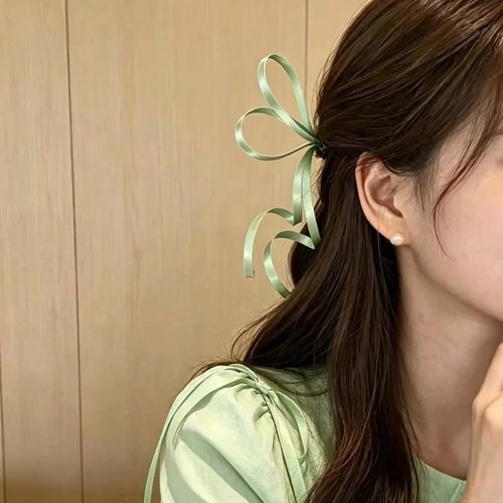 1 Pair Fairy Hair Jewelry 3D Satin Ribbon Bow Barrettes Silky Flowing Chinese Bow Hairpins Flowery Vibrant Side Hair Clip Stage