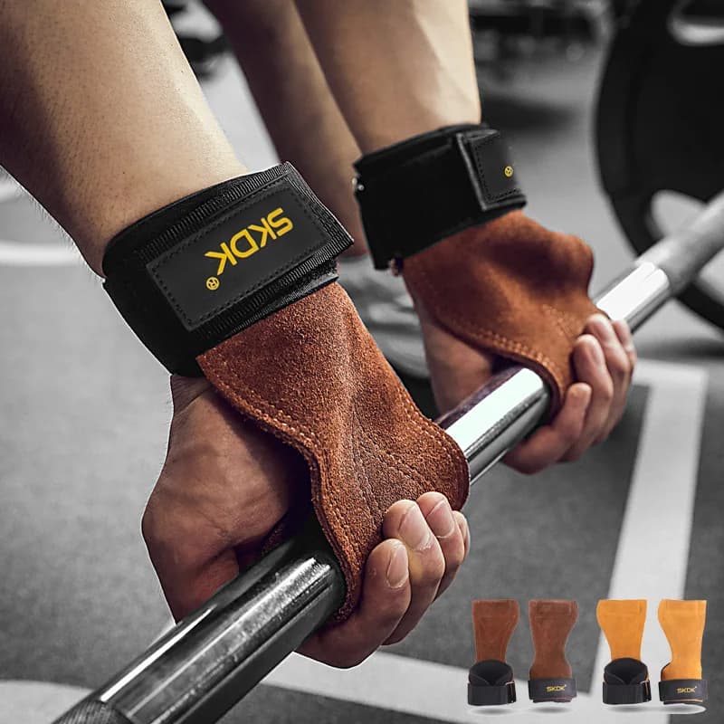 Manopoles for Women's Gym Guards for the palm of bovine leather Fitness Training Gloves for weight lifting Handles with wrist bands Training equipment