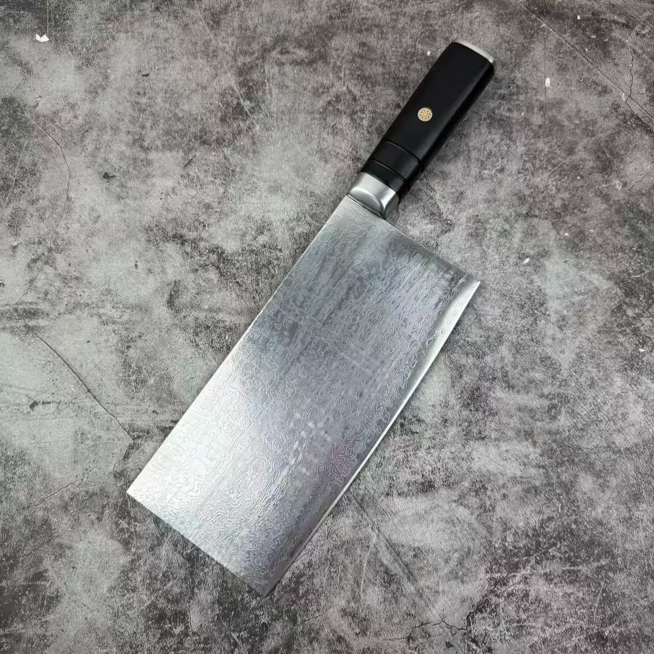 Coltello da Cucina Chopper da 8,3 Pollici, Lama in Acciaio Damasco VG-10 a 67 Strati, Manico in Ebano, per Affettare Carne e Pollame