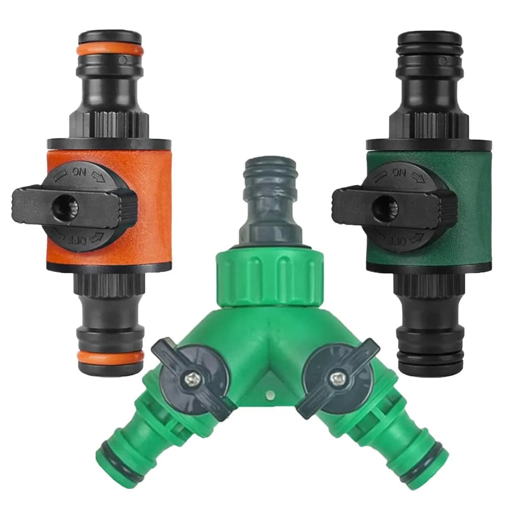 Divisore per Tubi a 2 Vie, Valvola in Plastica con Interruttore per Sistema di Irrigazione da Giardino e Irrigazione Esterna
