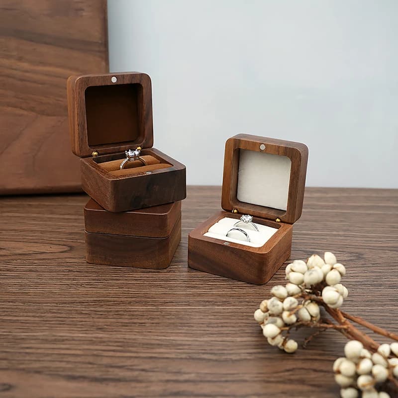 Scatola portagioie di lusso in legno, organizer per anelli e orecchini, confezione regalo per bracciali da matrimonio