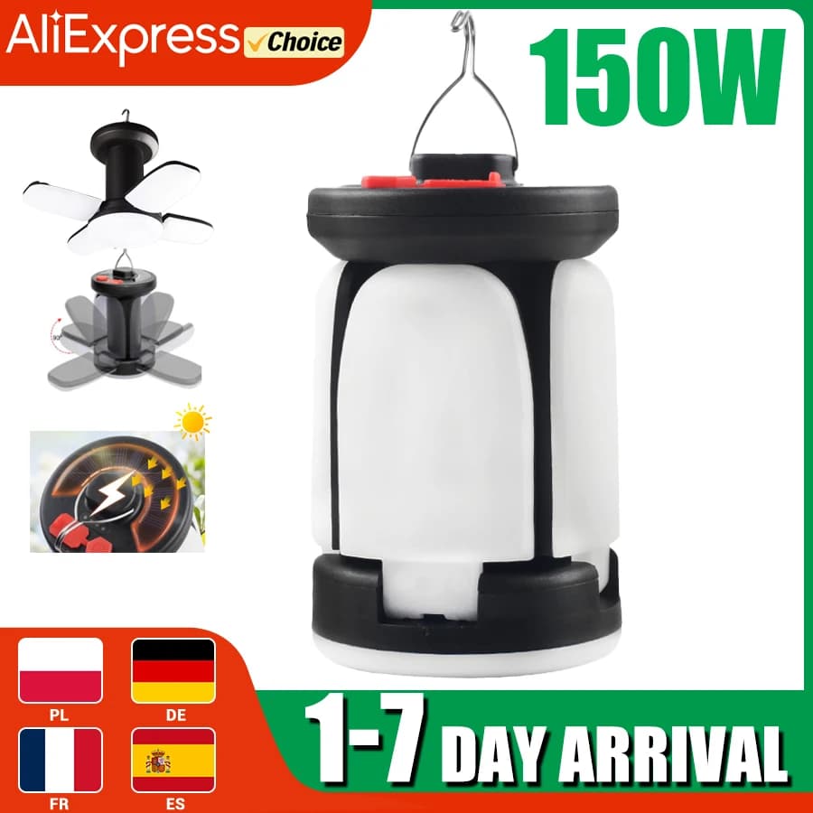 Illuminazione esterna Lampada da campeggio a foglia a LED Lampada da campeggio sospesa di emergenza solare ricaricabile USB Tenda da campeggio Lanterne da viaggio per pesca