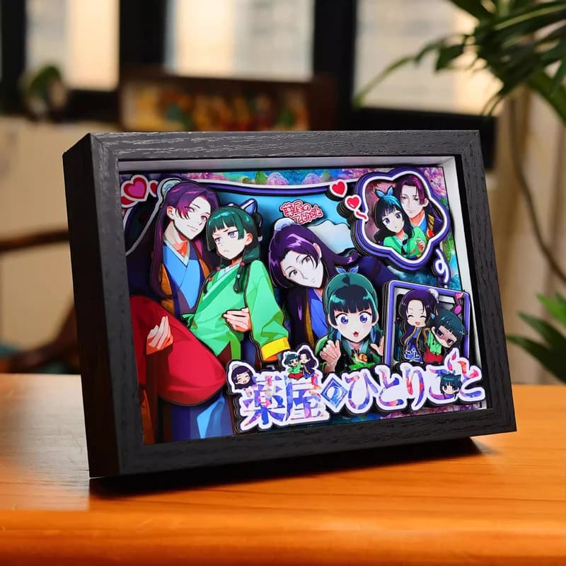 The Apothecary Diaries - Quadro Decorativo 3D con Personaggi Anime, Supporto per Statuetta, Regalo Fatto a Mano