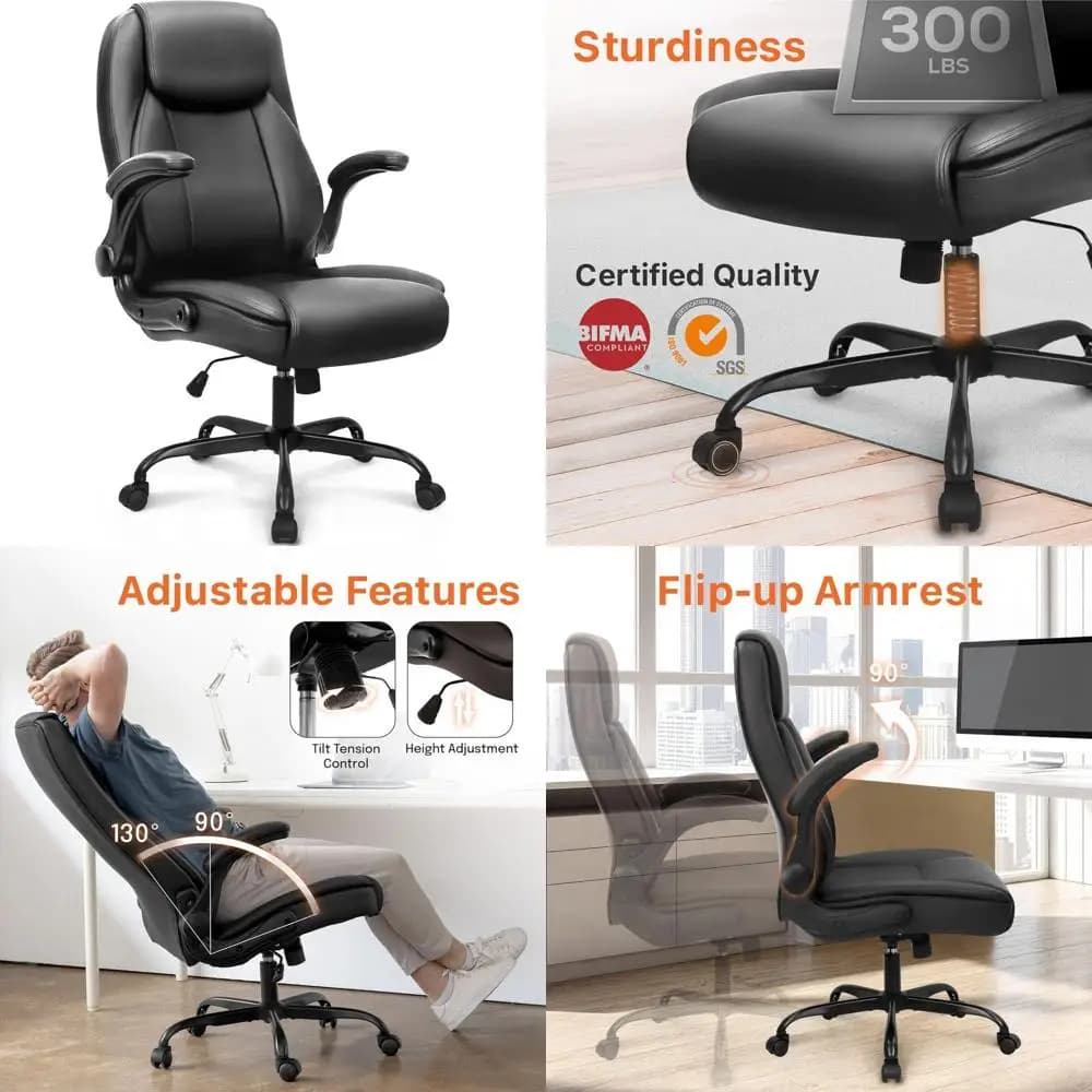 Sedia da Ufficio Ergonomica per Gaming, Poltrona Direzionale con Schienale Alto, Braccioli Reclinabili, Altezza Regolabile, Girevole con Ruote, Comoda