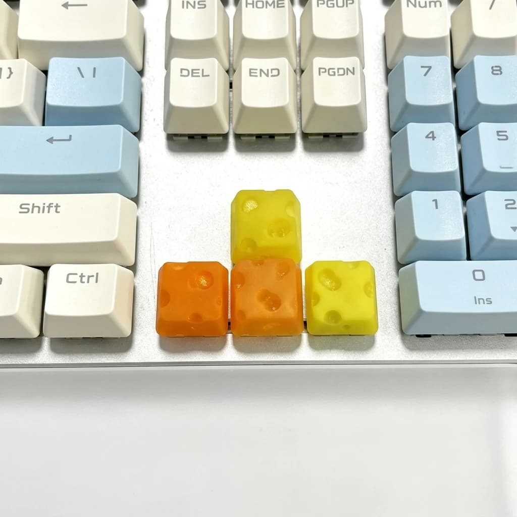 4pcs 3D Printed Cheese‑Shaped Artisan Keycap, Cute ESC Key, Personalized Decorative Gift for Gaming Mechanical Keyboard