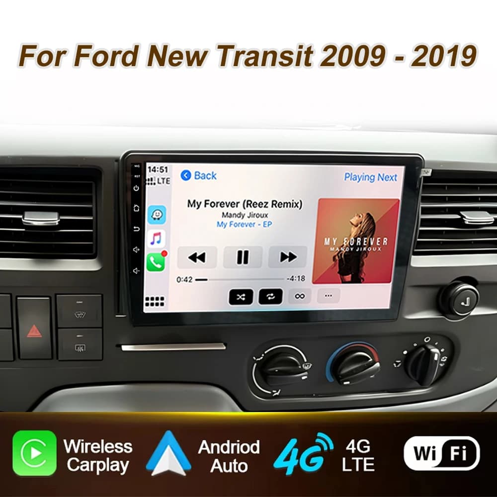 Autoradio con Schermo per Ford New Transit 2009-2019, Carplay Wireless, Android Auto, Stereo Multimediale 16, Navigazione GPS, Touchscreen