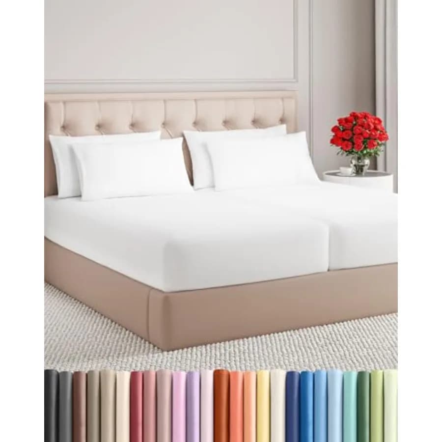 Set di Lenzuola 7 Pezzi - Include 4 Federe - Lenzuola Morbide di Lusso per Hotel - Fresche, Confortevoli e Traspiranti - 1 Lenzuolo Piatto e