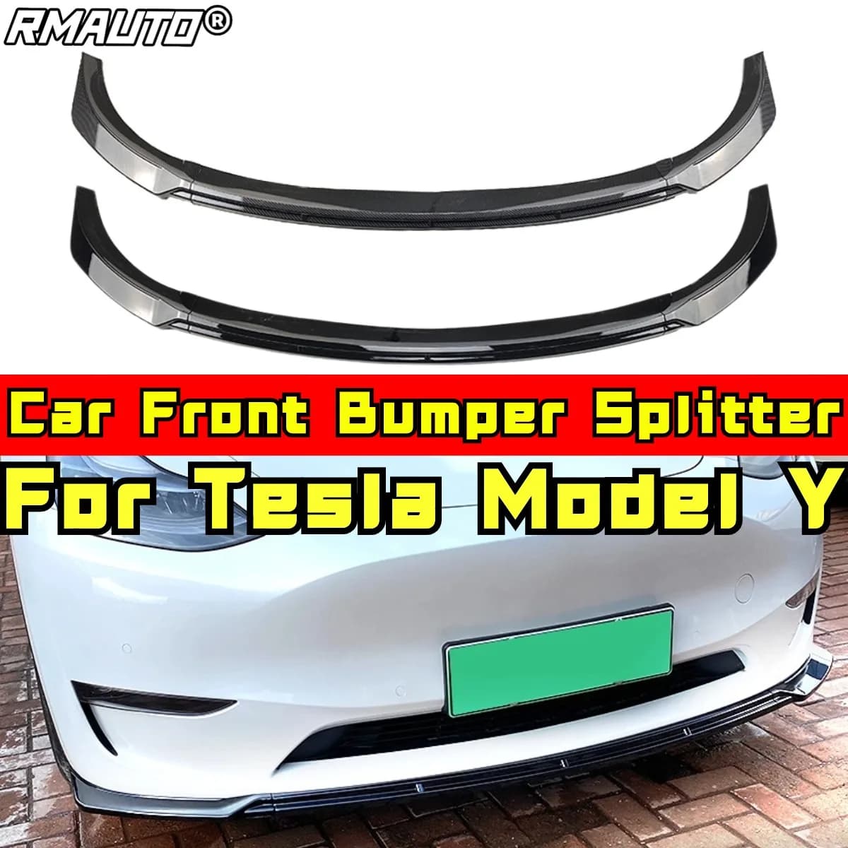For Tesla Model Y Body Kit Front Bumper Splitter Diffuser Front Lip Guard Glossy Black for Tesla Model Y Car Accessories