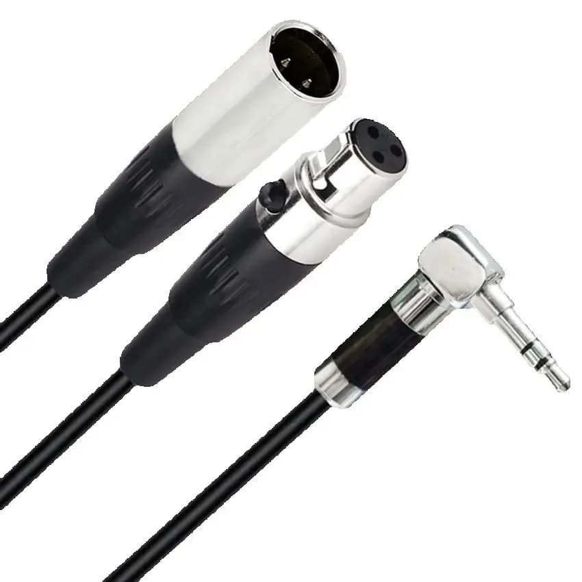 Cavo audio Y con doppia connettura XLR mini a 3 pin (maschio-femmina) e connettore TRS da 3,5 mm (maschio) da 0,5 m/1,8 m per fotocamera, SLR e microfono