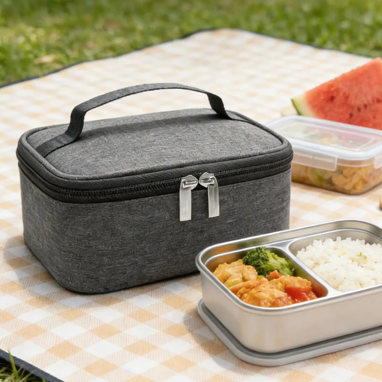 Scaldavivande Portatile con 3 Temperature, Borsa Termica per Pranzo, Riscaldatore per Viaggi, Campeggio, Picnic, 12V/Uso Domestico, Scaldavivande Elettrico