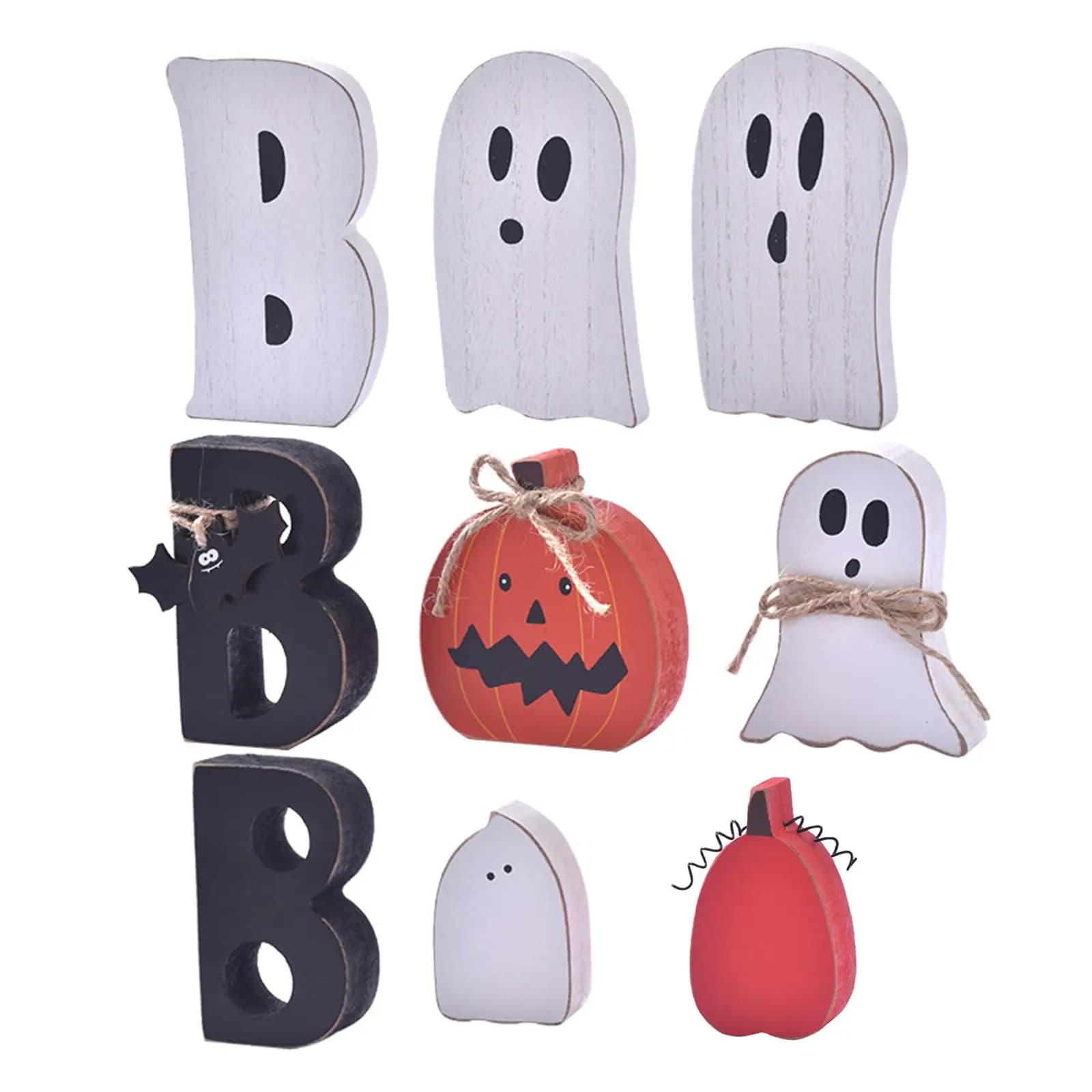 Decorazione fantasma in legno da 3 pezzi, cartelli da tavolo in legno fantasma di Halloween per fattoria