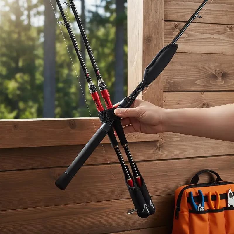 Adjustable Fishing Pole Sling Strap with Cap Protection, Rod Reel Carrier Belt Sea Freshwater Fishing, Portable Shoulder Holder
