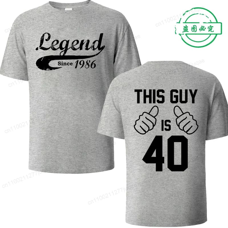 Estate Casual Uomo 40esimo Compleanno Regalo 40 Anni T-shirt Leggenda Since 1986 T-shirt stampata Casual per uomo T Shirt Tees Top