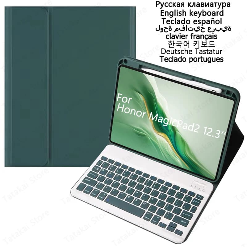 Tastiera inglese russa tedesca spagnola per Honor MagicPad2 Custodia con portapenne per Honor Pad GT Pro MagicPad 2 12,3 pollici