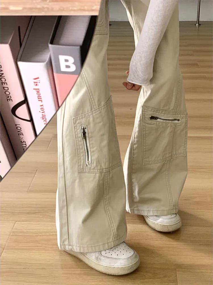 High Waist Wide Leg Workwear Denim Pants Women's Summer New Style American Retro Flared Jeans Slimming Ankle-Length Trousers