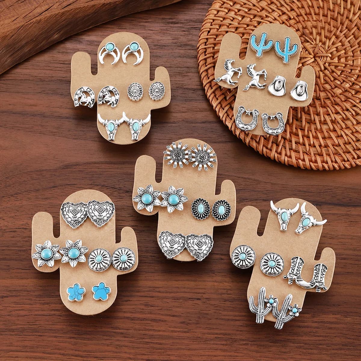 DIY accessories European and American fashion new retro bull head boots multi-style set earrings women's personality versatile e