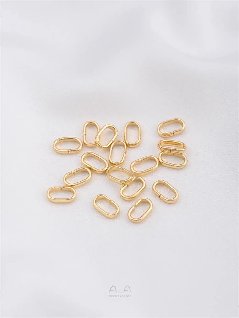 Anello aperto ovale in filo piatto color oro 14 carati Bracciale fai da te fatto a mano Orecchini Anello di collegamento a catena Accessori per gioielli K027