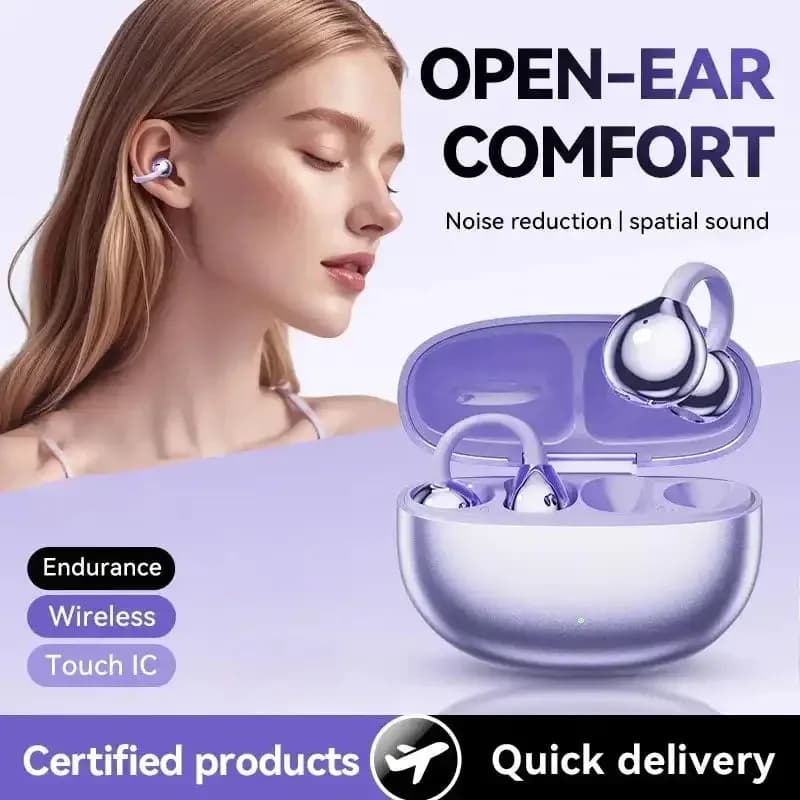 Bluetooth Headphones Open Ear Clip Gas Conduction Wireless Sports Earphones Ergonomic design Wear aesthetic earphones