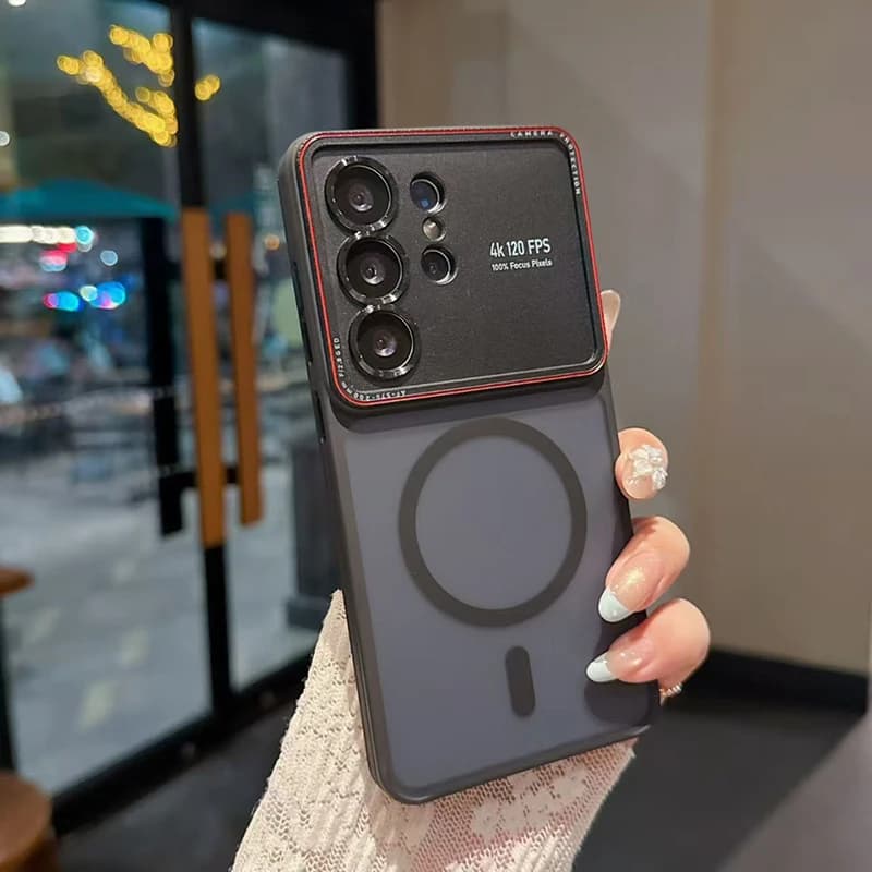 Nuova custodia magnetica per telefono con supporto a specchio in metallo satinato · Adatta per Samsung S26 S25 S24 Ultra, custodia per telefono con ricarica wireless · Anti