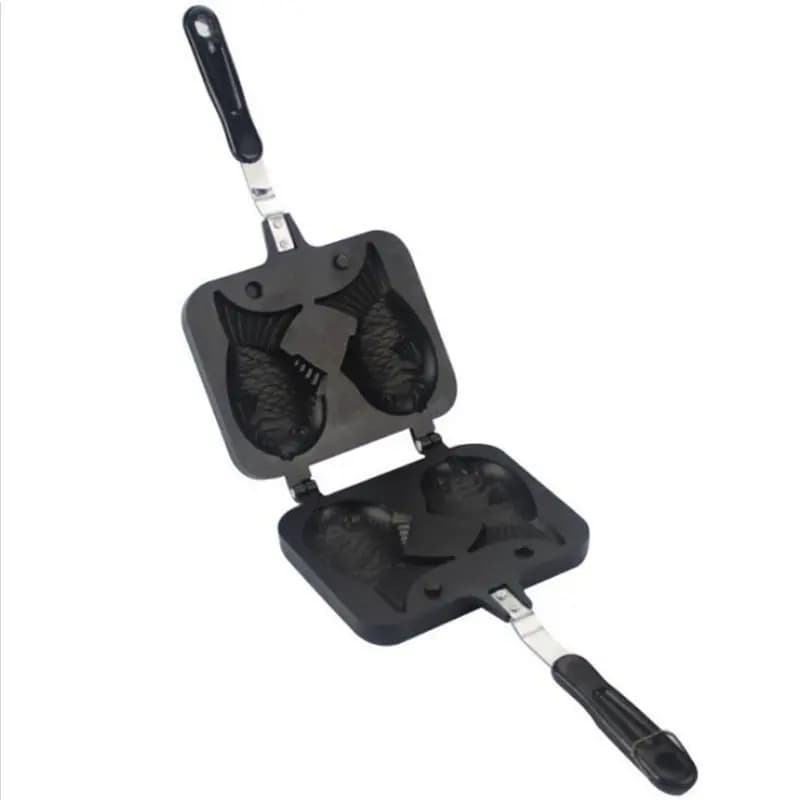 B-est Kitchen Japanese Taiyaki Fish Shaped Hot Dessert Waffle Cake Maker Pan Pancake Double Pan Fry Pan Waffle Molds