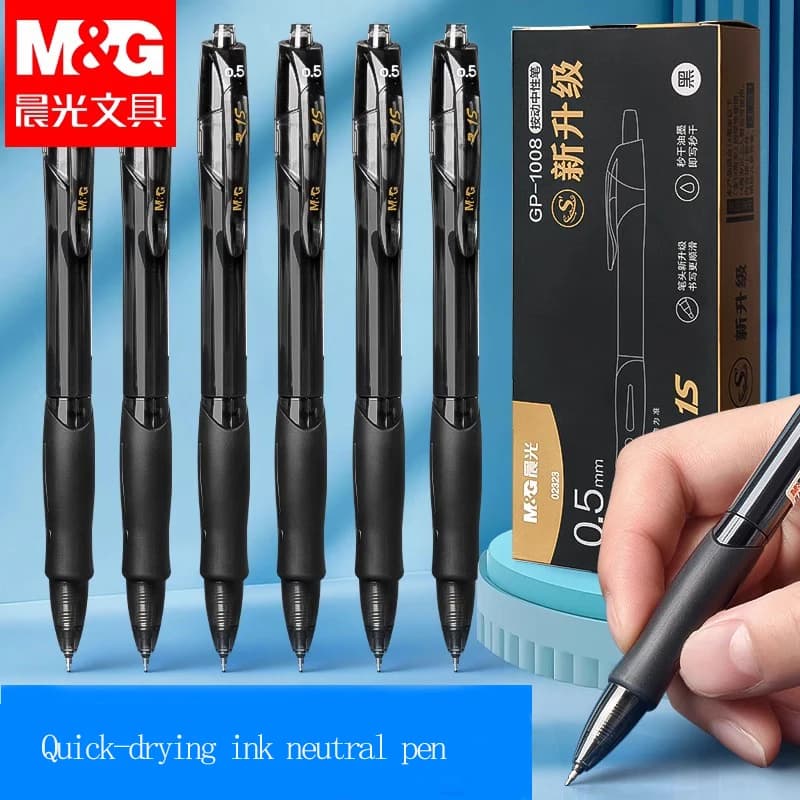 M&G Penna gel inchiostro ad asciugatura rapida Nera 0,5 mm, pennino st, ricaricabile, adatta per studenti e uso in ufficio.