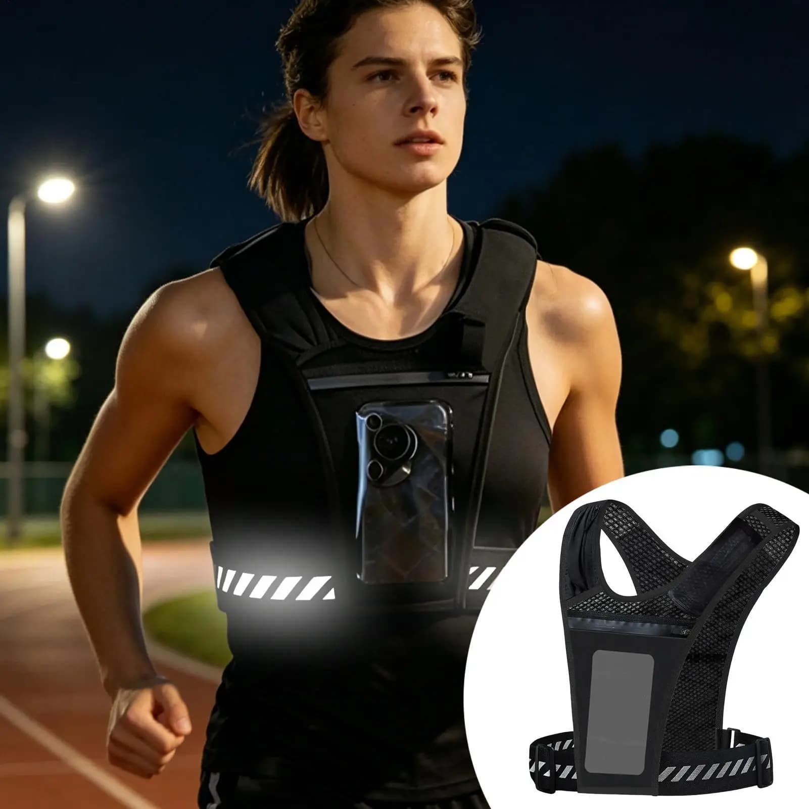 Running Water Vest Hydration Lightweight Breathable Adjustable Vest Water Pack Backpack Water bottle chest pack with pocket