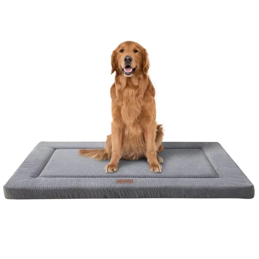 Lettino per cani per casse, letti per casse per cani di grandi dimensioni con morbido peluche ondulato, comodo tappetino per animali lavabile antiscivolo per cani e gatti, grigio