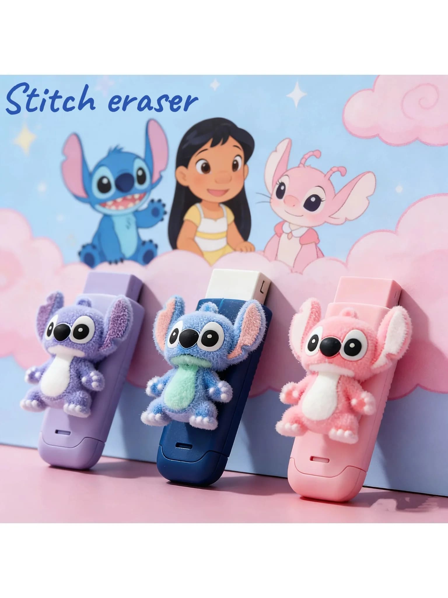 Disney Stitch Eraser, Pencil Use, Durable Easy Clean, Kawaii Cartoon Stationery Office Supplies Students School Supplies Gifts
