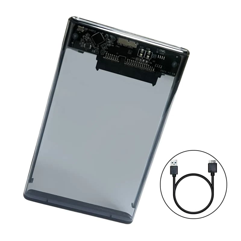 WALRAM USB3.0 Custodia per HDD Porta seriale da 2,5 pollici SATA SSD Custodia per disco rigido Supporto Custodia per HDD esterna mobile trasparente da 6 TB