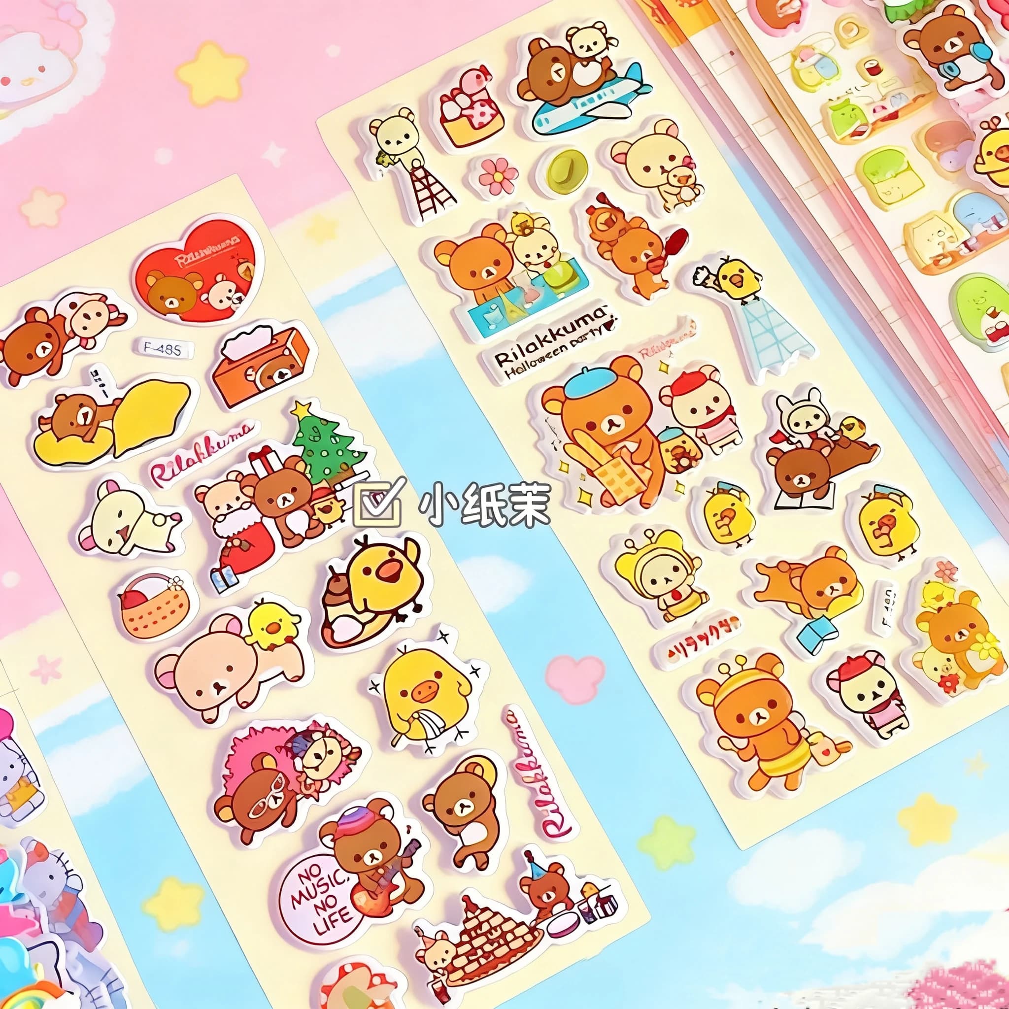 Cute High-Aesthetic Rilakkuma 3D Bubble Stickers - Waterproof Cartoon Decor for Polaroid & Hand Account DIY