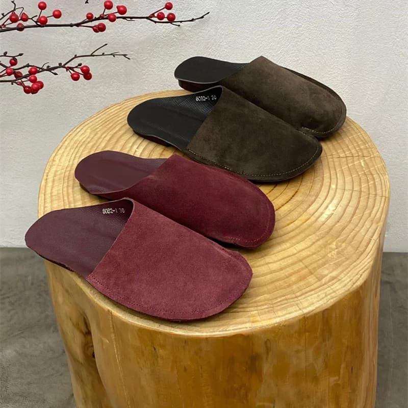 Retro And Nostalgic Style Flat Bottomed Summer Women's Shoes Made Genuine Leather Sandals Rural Elderly Slippers Mueller shoes