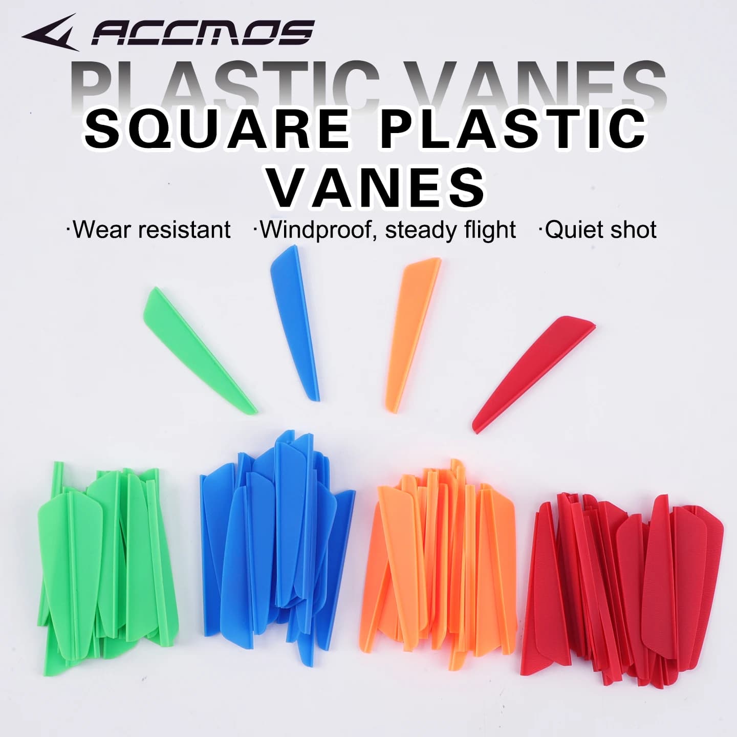 50pcs Square Arrow Vanes 2 inch Archery Arrow Fletching High Elasticity Plastic Target Fletch Arrow Feather Shooting DIY