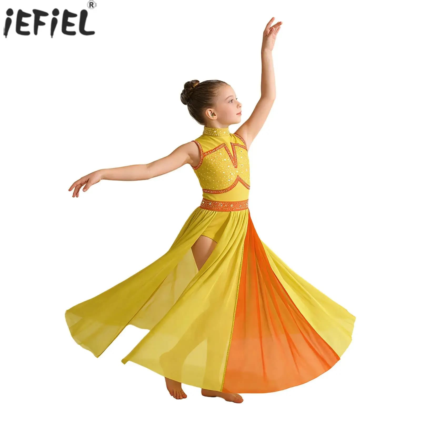 Abito da ballo moderno per bambine, senza maniche, con strass lucidi, in rete, maxi, body per danza, balletto, pattinaggio artistico, ballo da sala