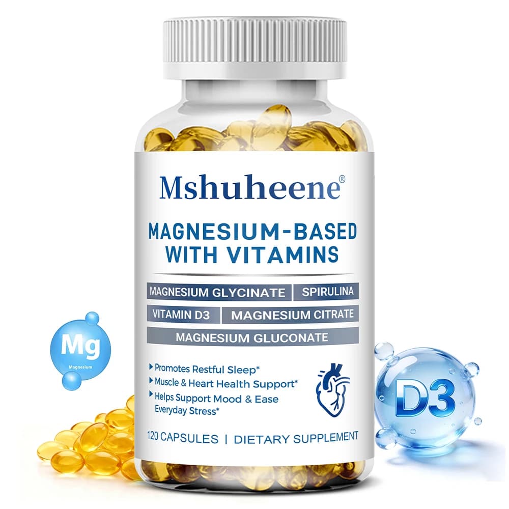 Magnesium supplement, Zinc and Vitamin D3, Denti support, Heart, Bones and Muscles, Improves the Function of the Immunite System, 60 Capsules