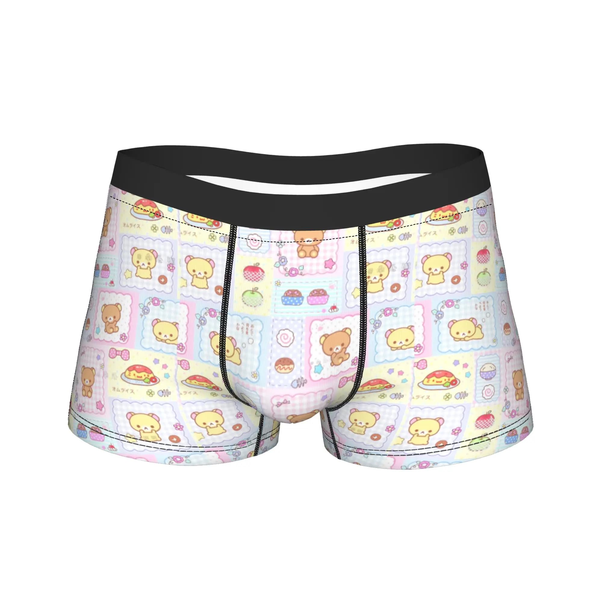 Cute Bear Rilakkuma Underwear Print Boxershorts High Quality Men Panties Elastic Shorts Briefs Gift