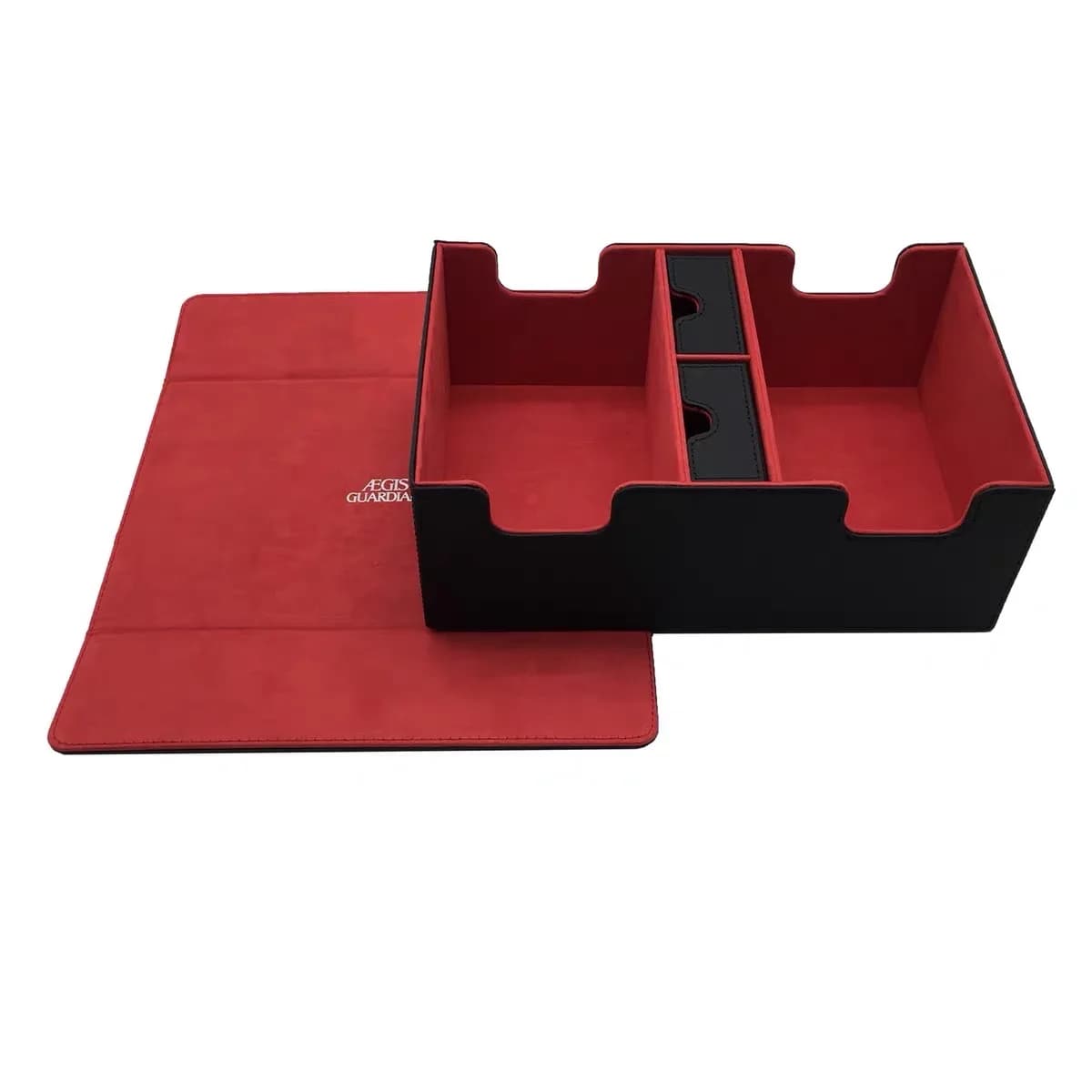 Aegis Guardian - Card Deck Box with 2 Dice Trays, Commander Deck Box Fits 400+ Sleeved Cards, Pu Leather Card Storage Box