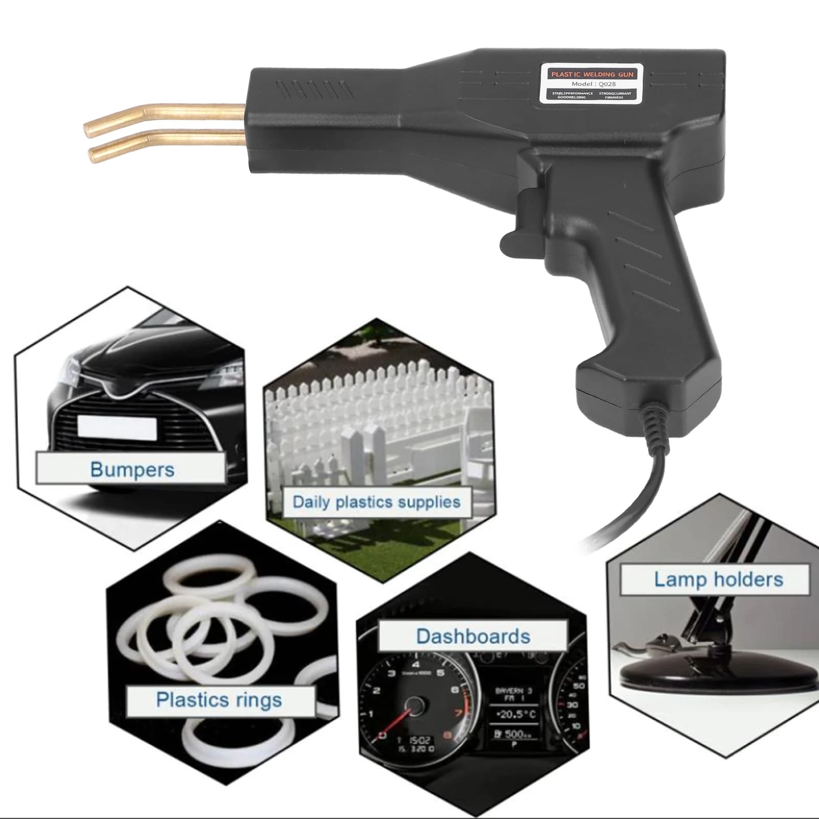 Kit di riparazione paraurti auto 50W Saldatrici con cucitrice a caldo Strumenti per garage Kit di riparazione paraurti auto Macchina per riparazione saldatura Cucitrice a caldo nera 50W