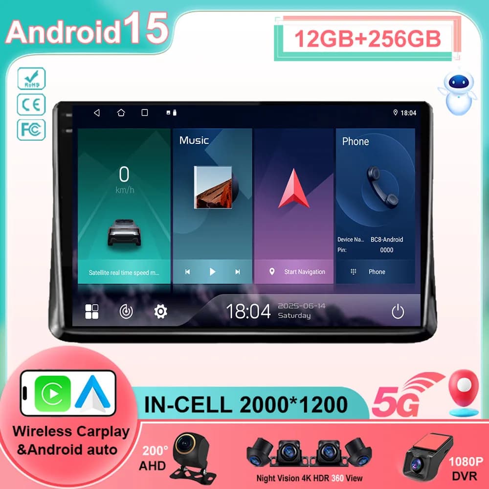 10 '' Android 15 for Toyota Noah 80 Esquire Voxy 2014 2015 2016 2017 2018 2019 Screen GPS Car Audio Multimedia Player WiFi Touch