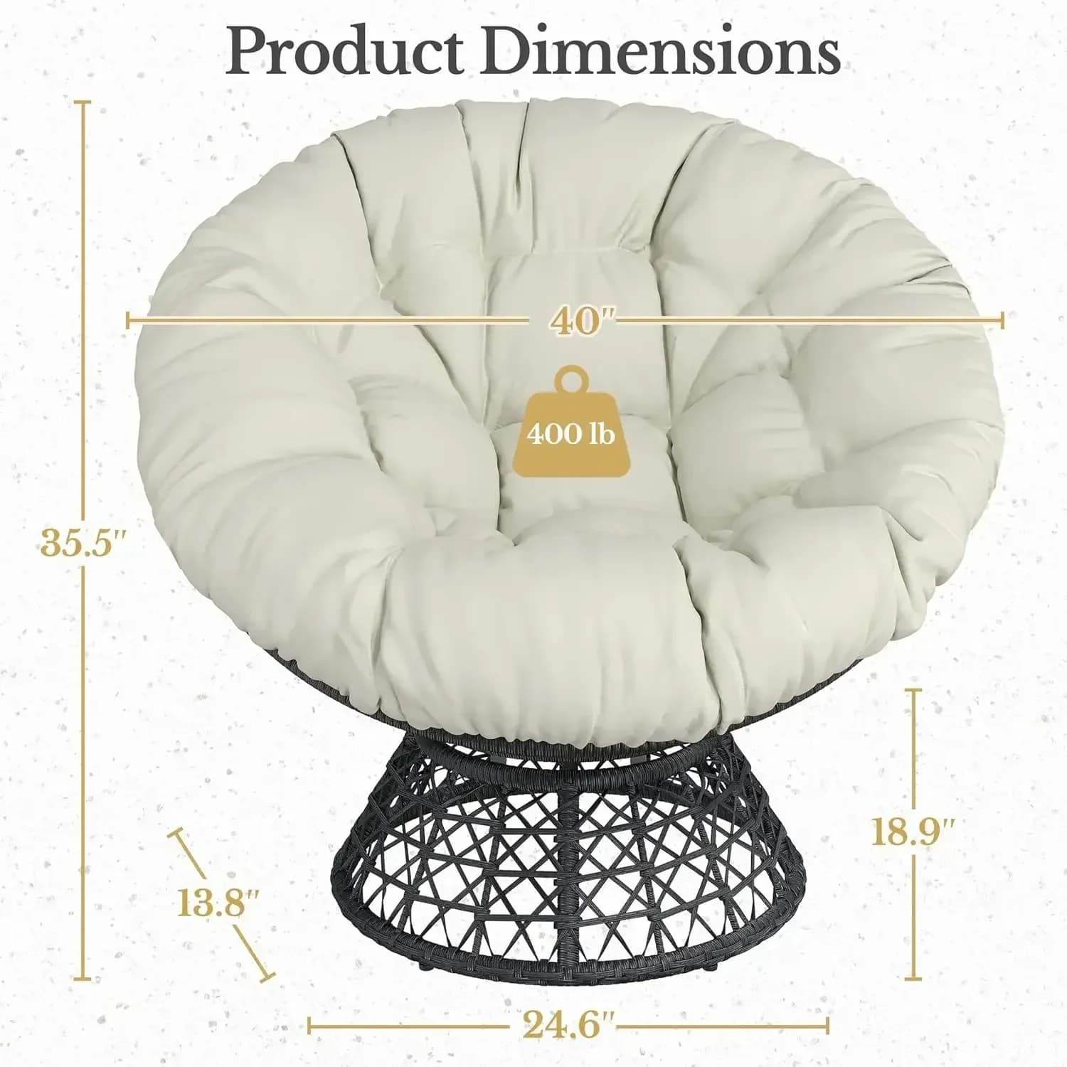 [Hot Sale!]Indoor Papasan Chairs with Thick Tufted Cushions and Frame, Swivel Wicker Ergonomic Lounge Reading Chairs for Living