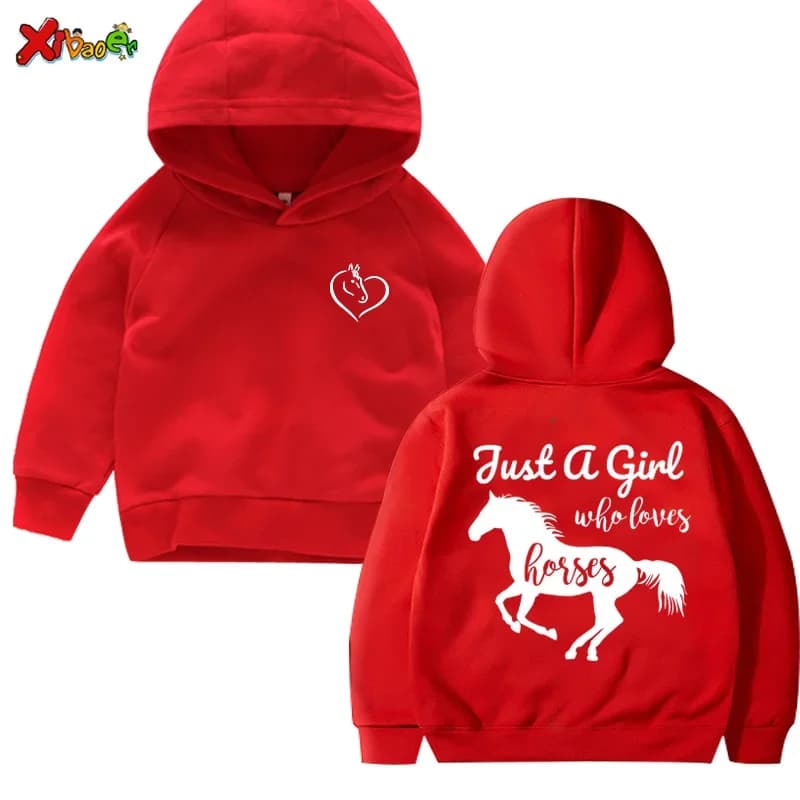 Felpa con cappuccio Ragazze Bambini Abbigliamento per bambini con cappuccio Solo una ragazza che ama il cavallo T Shirt Ragazzi Felpe 2025 Vestiti per bambini per bambini Cool