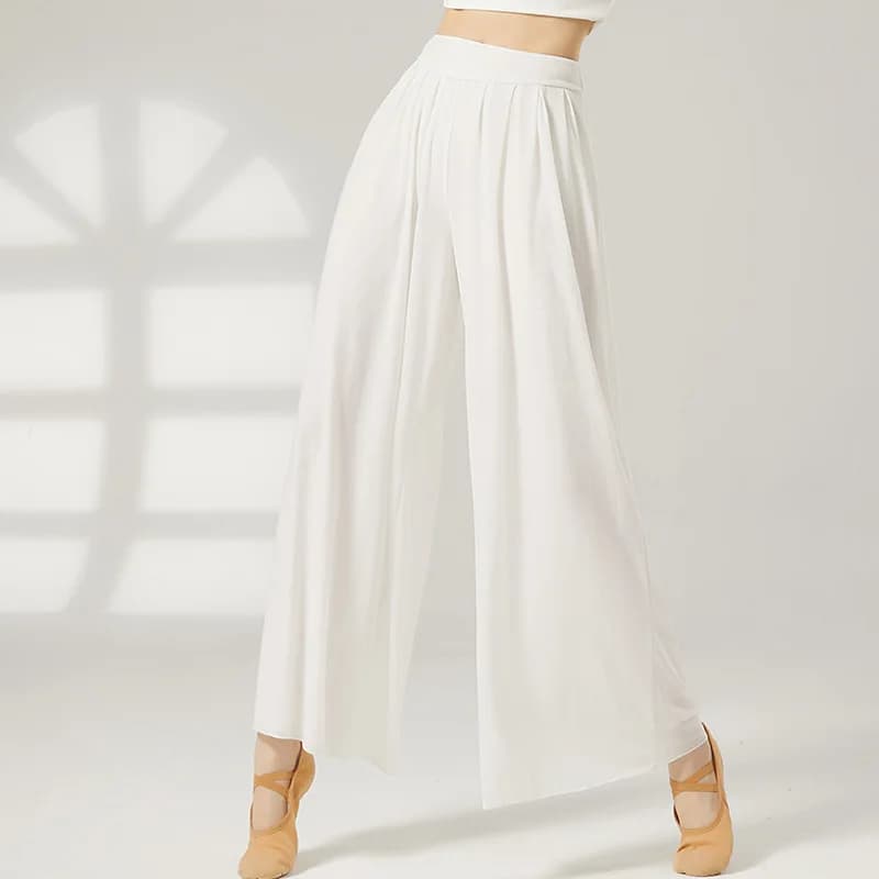 Women's Classic Dance Practice Pants Yoga Dance Pants for Professional Teachers Waist High Legs Wide Fluent Fairy Costume