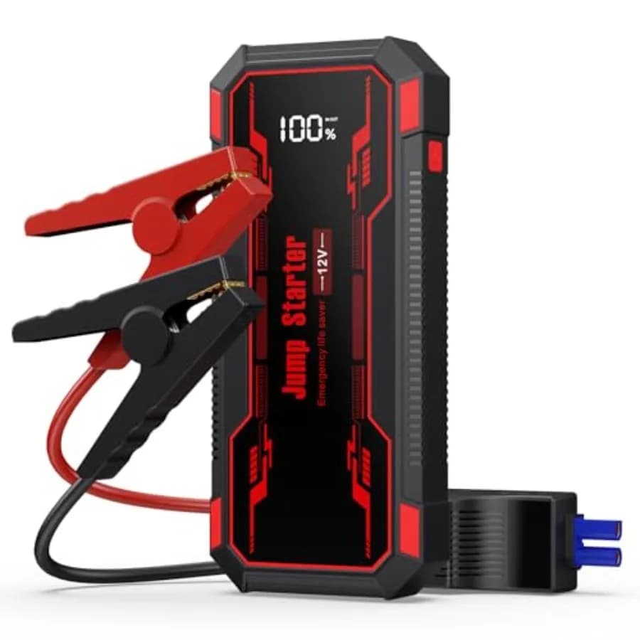 Avviatore di Emergenza per Auto 6000A, Avviatore Portatile per Batteria Auto 12V, Avviatore Portatile per Motori a Benzina 10.0L/Diesel 8.0L con Display LCD