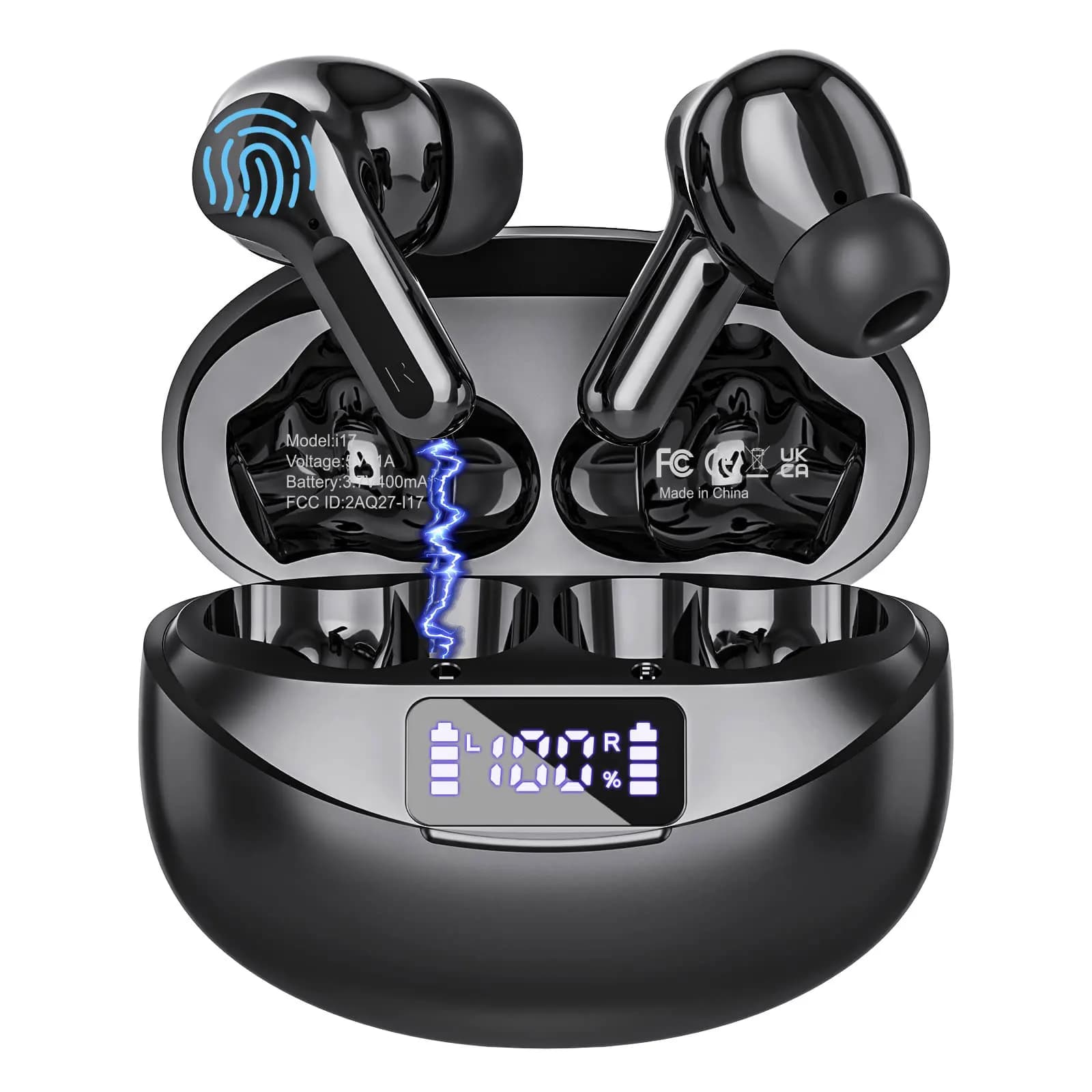 Auricolari i17 ENC Cuffie Bluetooth sportive Display di alimentazione a LED Cancellazione del rumore Auricolare wireless TWS Auricolari Touch i17
