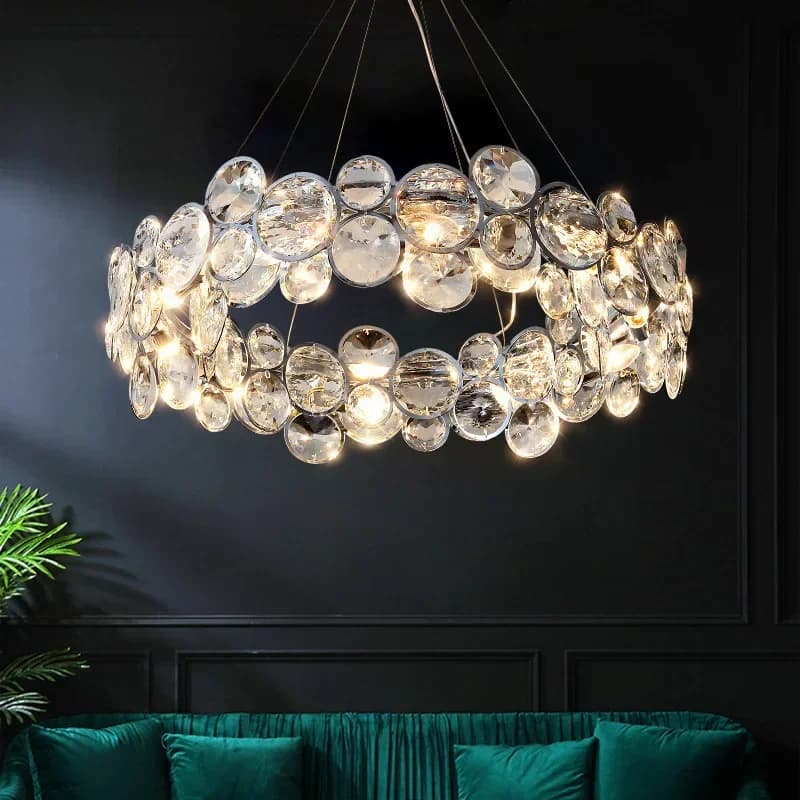 2026 Ring Light Luxury Crystal Chandelier Creative Atmosphere High-end Modern Villa Living Room Bedroom Indoor Decor Lighting