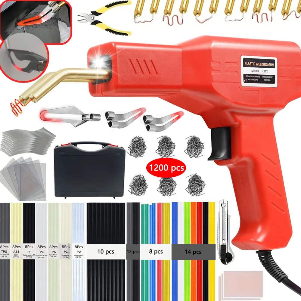 220W Upgraded Plastic Welder 3 in 1, Plastic Repair Welder Kit Hot Stapler Kit For Car Bumper Repair Kit for Most Plastics
